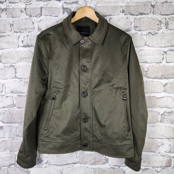Banana Republic Zip Front Bomber Jacket Olive Green Size Small - Picture 3 of 13